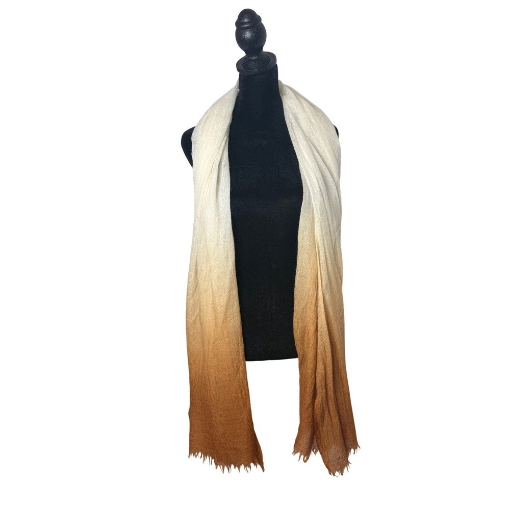 Amicale Pure Cashmere Scarf Ombre Dip Dye Shawl Wrap Lightweight Gauze